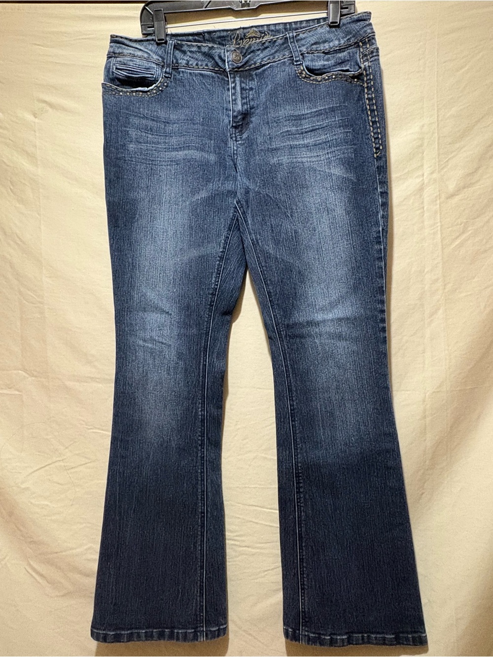 Premier Size 13/14 Women's High-Rise Indigo Wash Jeans with Stud Detail